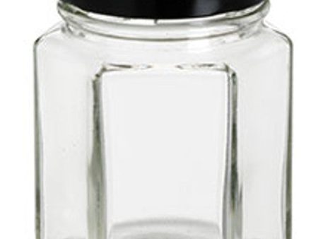 Hexagon Glass Jar with Black Lid Online now