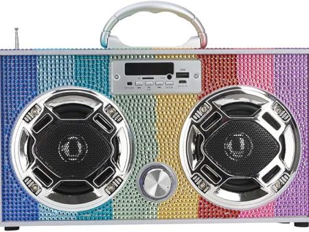 Rainbow Bling Retro Bluetooth Boombox Online now