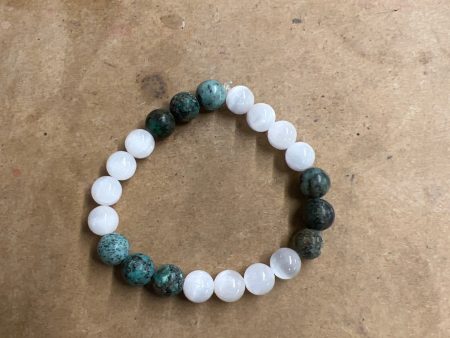 6.5  African Turquoise and Satin Spar Bracelet Online Sale